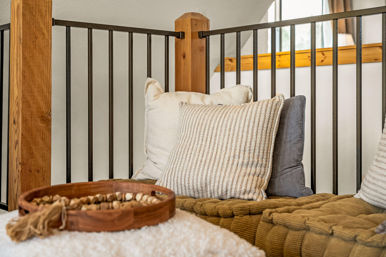 Loft sitting area with railing